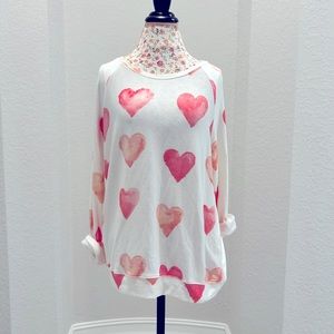 Brokedown Clothing Women's Watercolor Heart Print 💕 Sweatshirt Large NWOT